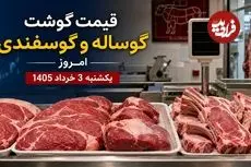 قیمت گوشت گوساله و گوسفندی امروز یکشنبه 3 خرداد 1405