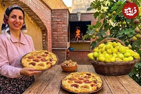 ببینید| غذای روستایی در ایران؛ برداشت انجیر از باغ و پخت کیک با آن