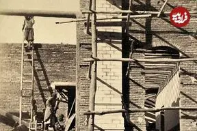 عکس| سفر زمان؛ کارگران در حال ساخت «آبدارخانه همایونی» در زمان ناصرالدین شاه؛ 136 سال قبل
