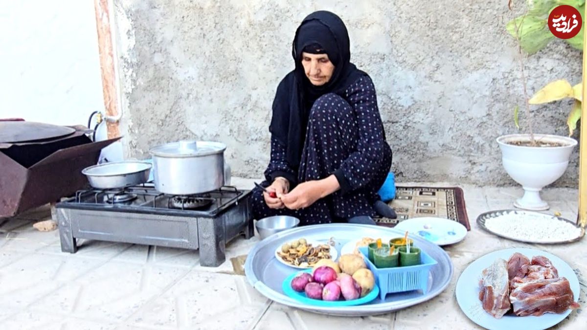 ببینید؛ غذای روستایی در ایلام؛ پخت آبگوشت سنتی با گوشت بره