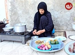 ببینید؛ غذای روستایی در ایلام؛ پخت آبگوشت سنتی با گوشت بره