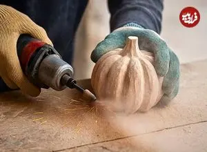 ببینید| مراحل دیدنی ساخت یک کدو تنبل سنگی توسط سنگ تراش آلمانی