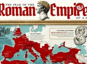 اینفوگرافی| نقشه دوران اوج روم باستان در سال ۱۱۷ میلادی با بیشترین تصرفات