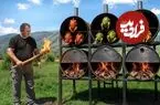 ببینید| غذای روستایی در آذربایجان؛ کباب کردن مرغ ها در بشکه و در دامنه کوهستان