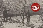 عکس| سفر زمان؛ سربازان قاجاری در منظرۀ برفی یک باغ در تهران؛ 130 سال قبل