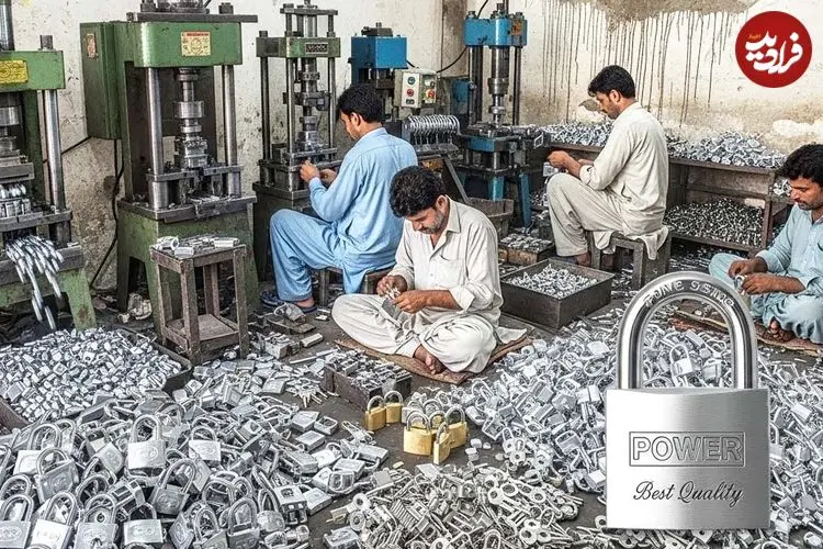 ببینید| فرآیند تولید انبوه قفل در کارگاهی در پاکستان