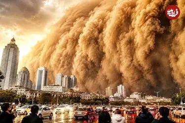 ببینید| طوفان و دیواری از گرد و خاک هاربین چین را در تاریکی فروبرد