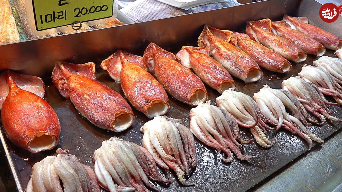 (ویدئو) غذای خیابانی در کره؛ پخت محبوب ترین غذای سئولی ها با انواع ماهی
