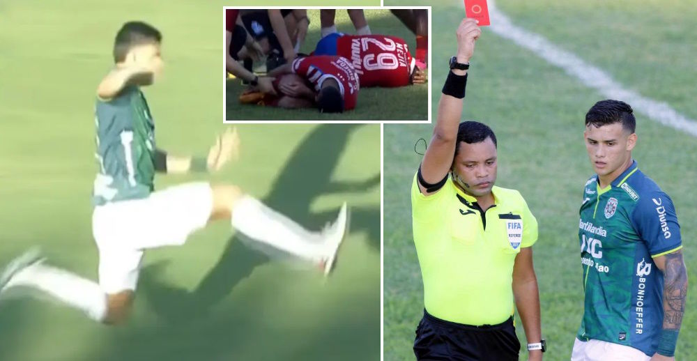 (عکس) تکل عجیب و وحشتناک بازیکن هندوراسی که دو مصدوم به جا گذاشت 