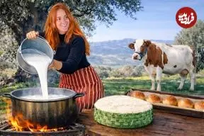 ببینید| غذای روستایی در مراکش؛ تهیه پنیر محلی با شیر تازه گاو و پخت نان سنتی