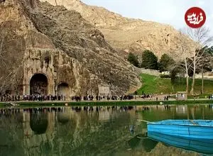 عکس| سفر به ایران قدیم؛ منظرۀ «طاق بستان» در دوران ناصرالدین شاه