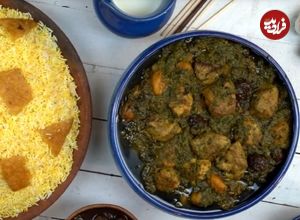 طرز تهیه خورشت آلو اسفناج با رب انار و گردو