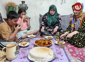 ببینید؛ غذای روستایی در ایران؛ پخت خورشت خلال به روش یک بانوی روستایی