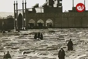 عکس| سفر زمان؛ منظرۀ حرم حضرت معصومه (س) و قبرستان قم در دوران قاجار