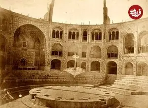 عکس| سفر در زمان؛ منظره هوایی بخشی از شهر تهران و عمارت تکیه دولت در اواخر دوره قاجاریه