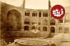 عکس| سفر در زمان؛ منظره هوایی بخشی از شهر تهران و عمارت تکیه دولت در اواخر دوره قاجاریه