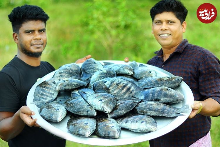 ببینید؛ غذای روستایی در هند؛ پخت ماهی در برگ موز 