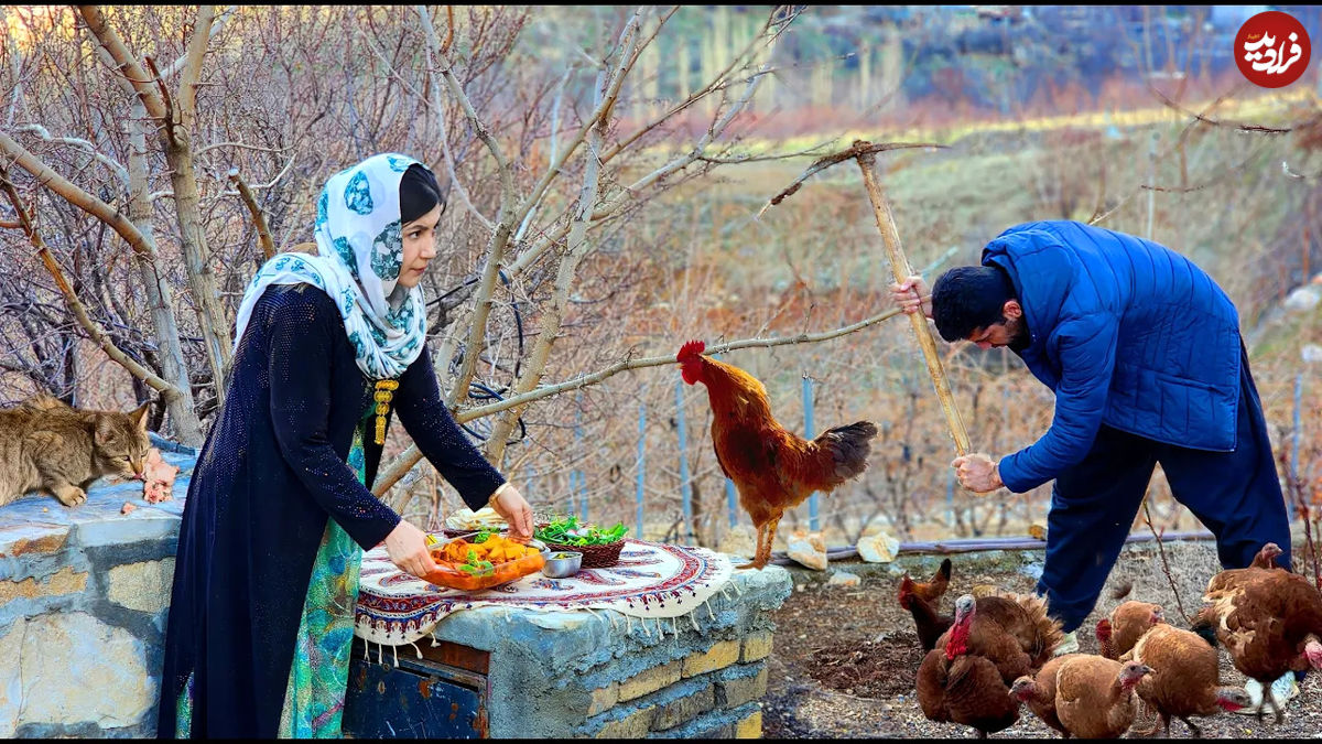 (ویدئو) غذای روستایی در ایران؛ پخت تاس کباب به شیوه سنتی