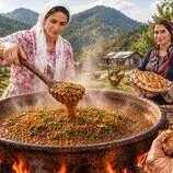 ببینید| غذای روستایی در ایران؛ پخت عدسی و نان تازه در روستایی سرسبز