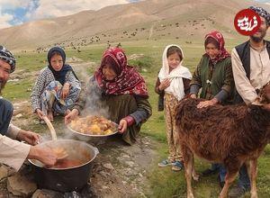 ببینید؛ غذای روستایی در افغانستان؛ پخت آبگوشت سنتی در کوه های بامیان