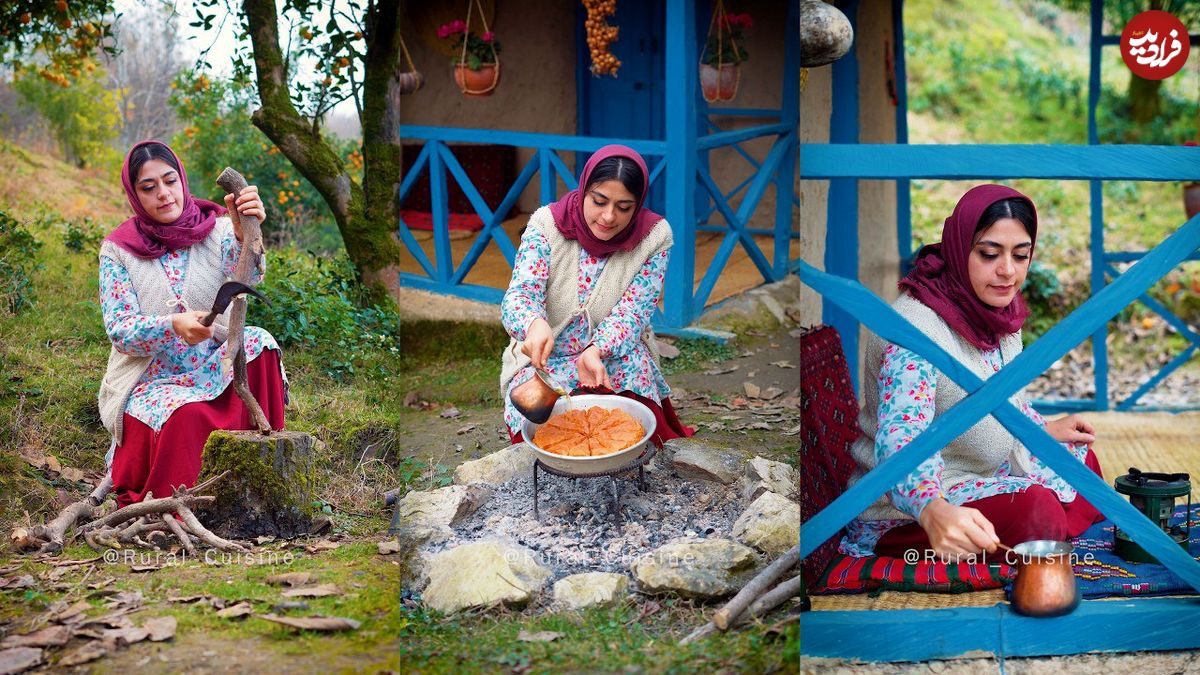 ببینید؛ غذای روستایی در ایران؛ تهیه باقلوای پسته ای در روستایی جنگلی