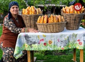 ببینید؛ غذای روستایی در آذربایجان؛ پخت یک غذای سنتی با آرد، گوشت و سیب زمینی