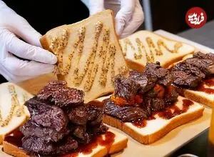 ببینید| غذای خیابانی در ژاپن؛ تهیه ساندویچ استیک با گوشت گاو در توکیو