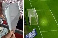 (ویدئو) پرتاب باورنکردنی هواپیمای کاغذی از طبقه سوم جایگاه تماشاگران به داخل دروازه فوتبال