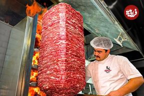 (ویدئو) غذای خیابانی در ازبکستان؛ تهیه شاورمای عربی با 200 کیلو گوشت