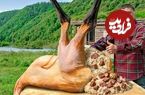 ببنیید؛ غذای روستایی در آذربایجان؛ کباب شتر مرغ شکم پر در طبیعت