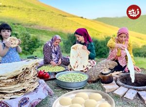 ببینید؛ غذای روستایی در ایران؛ پخت نان تافتون در تنور در شمال کشور