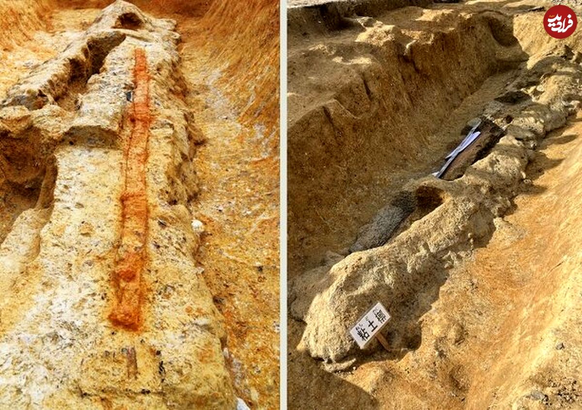 (تصاویر) کشف شگفت انگیز شمشیر ۲ متری در گور باستانی ژاپنی