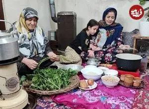 ببینید| غذای روستایی در ایران؛ پخت پلو مخلوط به روش سنتی و در هوای برفی