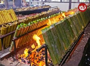ببینید| غذای خیابانی در مالزی؛ تهیه غذا با برنج، ران مرغ و شیر نارگیل در کوالامپور