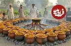 ببینید| غذای روستایی در افغانستان؛ پخت 300 کیلو کابلی پلو با گوشت برای مراسم عروسی