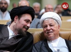عکس؛ سفر به تاریخ؛ گریۀ «سید حسن خمینی» در کنار پیکر «هاشمی رفسنجانی»؛ سال 95