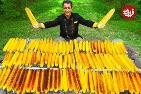 ببینید| غذای روستایی در آذربایجان؛ پخت بلال روی هیزم در جنگلی زیبا