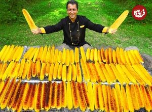 ببینید| غذای روستایی در آذربایجان؛ پخت بلال روی هیزم در جنگلی زیبا