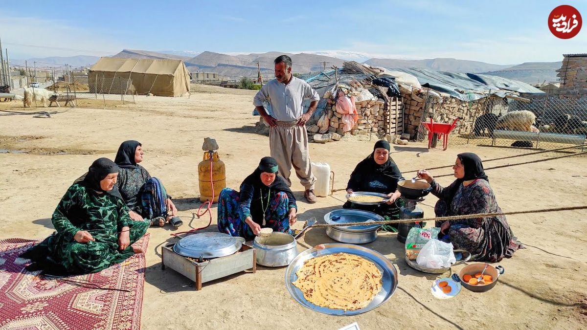 ببینید؛ غذای عشایری در ایران؛ پخت نان سنتی و کوکوی مرغ