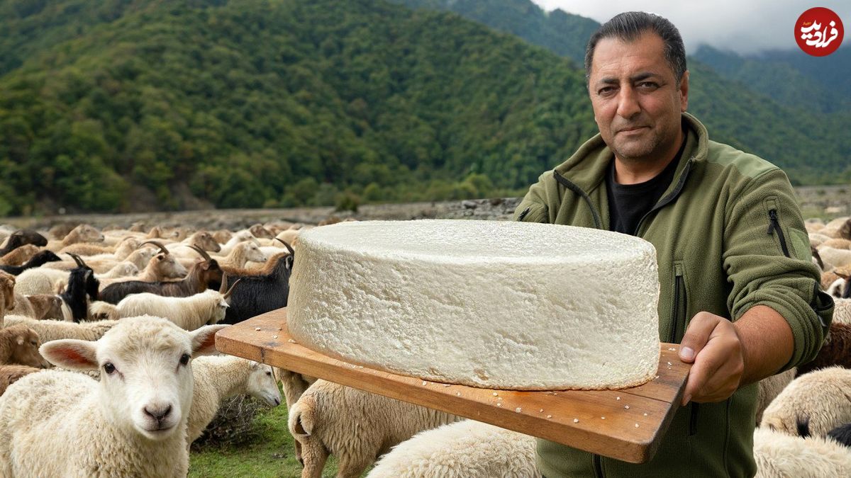 ببینید| غذای روستایی در آذربایجان؛ تهیه پنیر سنتی با شیر بز در کوهستان