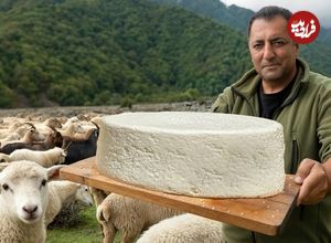 ببینید| غذای روستایی در آذربایجان؛ تهیه پنیر سنتی با شیر بز در کوهستان