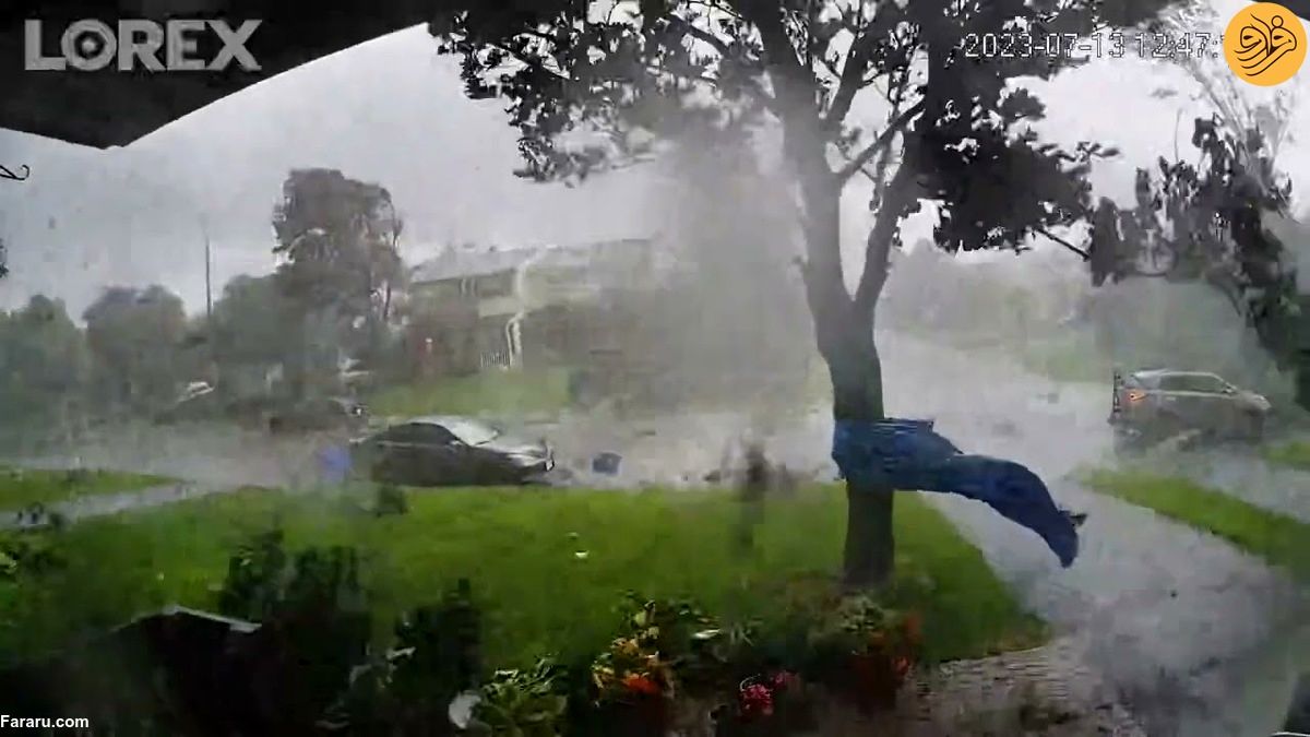 (ویدئو) صحنه ترسناک وقوع طوفان در یکی از خیابان‌های کانادا