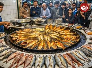 ببینید؛ غذای خیابانی در پاکستان؛ نحوه تهیه محبوب ترین ماهی کبابی و سرخ شده در کراچی