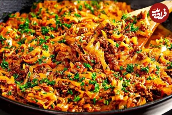ببینید| طرز تهیه یک غذای متفاوت با گوشت چرخ کرده و سبزیجات