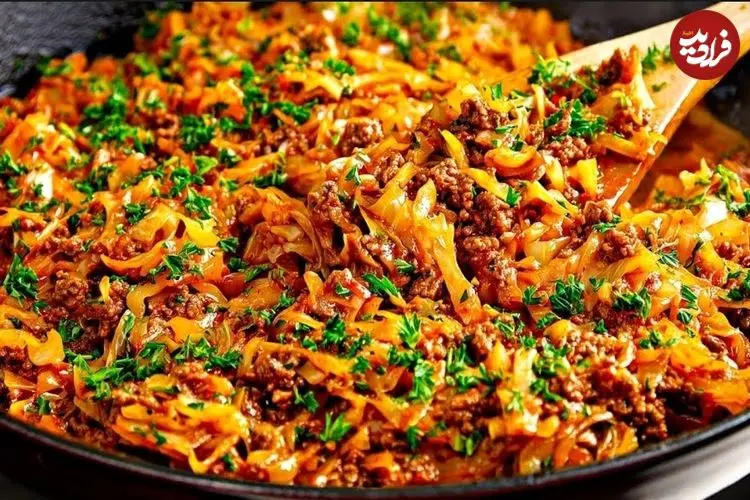 ببینید| طرز تهیه یک غذای متفاوت با گوشت چرخ کرده و سبزیجات
