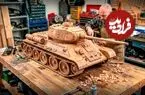 ببینید| مراحل ساخت ماکت تانک T-34 شوروی سابق با چوب توسط یک نجار آمریکایی