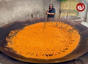 ببینید؛ غذای روستایی در هند؛ پخت کوفته مالای در یک ساج غول پیکر