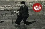 عکس| سفر زمان؛ بیرون کشیدن اتومبیل از سیلاب در جاده سمنان؛ 80 سال قبل
