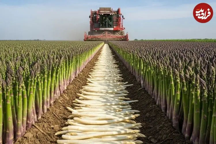 ببینید| چگونه کشاورزان آمریکایی هزاران کیلو مارچوبه را برداشت می کنند؟