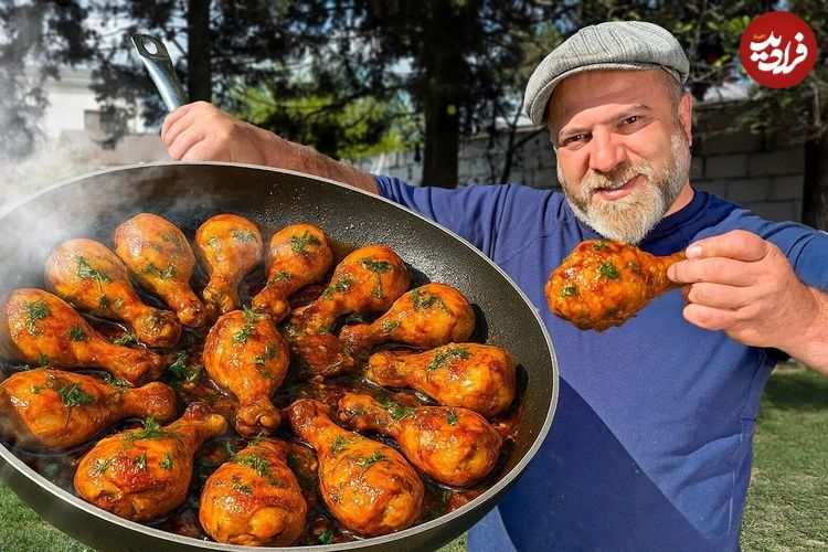 ببینید؛ غذای روستایی در آذربایجان؛ پخت غذا با ران مرغ